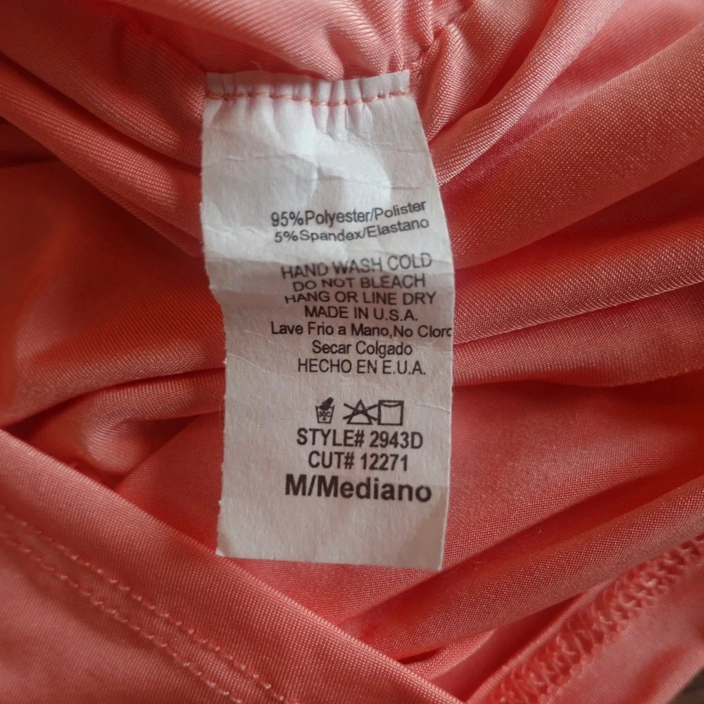 Vintage Y2K Mini‎ Dress Medium Coral Pink Ruched Asymmetric Bodycon Halter HOCO